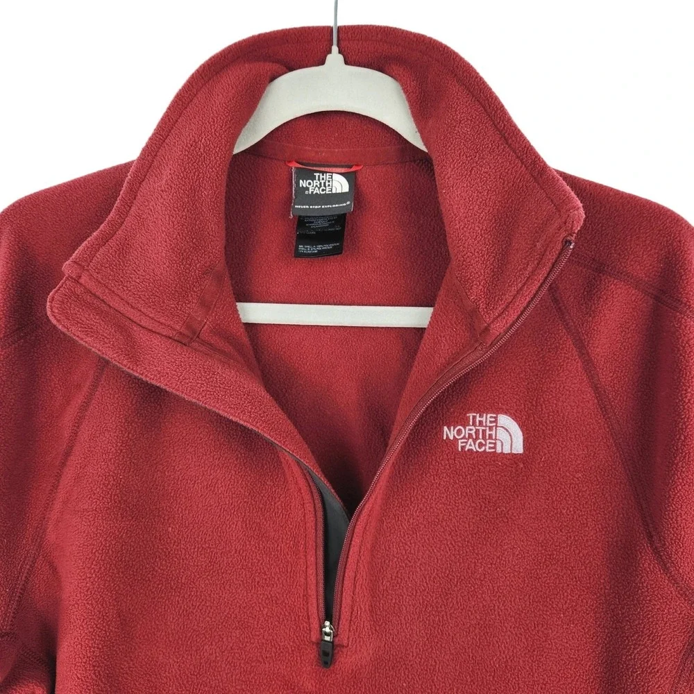 North Face Men's Fleece Jacket Pullover Red Size Small Flash Dry 1/4 Zip